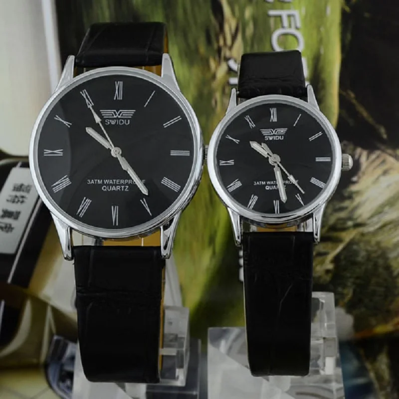 Из 2 предметов Бизнес новое влюбленных Часы кварцевые кожа часы Relogio masculino часы Для мужчин мальчик часы таймер часы Для женщин Девушка