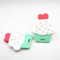 Chenkai 10PCS Cute Silicone Cup Cake Teether DIY Lovely Baby Pendant Pacifier Dummy Sensory Charm BPA Free Food Grade Toy