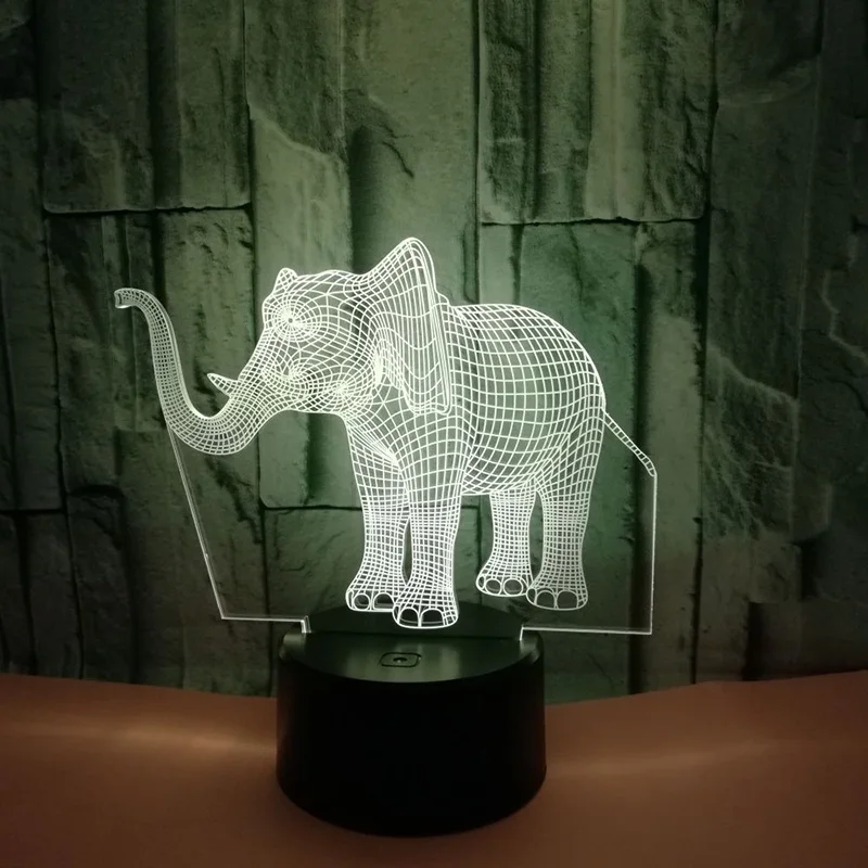 

Elephant Shape 3D Illusion Lamp 7 Color Change Touch Switch LED Night Light Acrylic Desk lamp Atmosphere Lamp Novelty Lighting