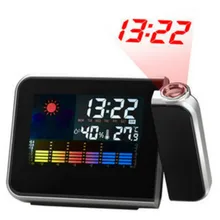 Weather Forecast Projection Luminous Clock Control LED Display Electronic Desktop Digital Table Black Temperature Alarm Clock