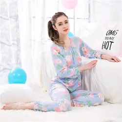 Для беременных Цветочный принт пижамы для беременных кормления грудью Пижама для кормления грудью Для женщин удобные мягкие пижамные