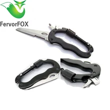 5 In 1 Outdoor Survival Multifunctional Hiking Foldable Knife Screwdriver Aluminum Alloy Carabiner Hook paracord keychain