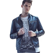 Горячая-качество новая весенняя модная мужская кожаная куртка мужская кожаная мотоциклетная одежда Повседневная однотонная куртка