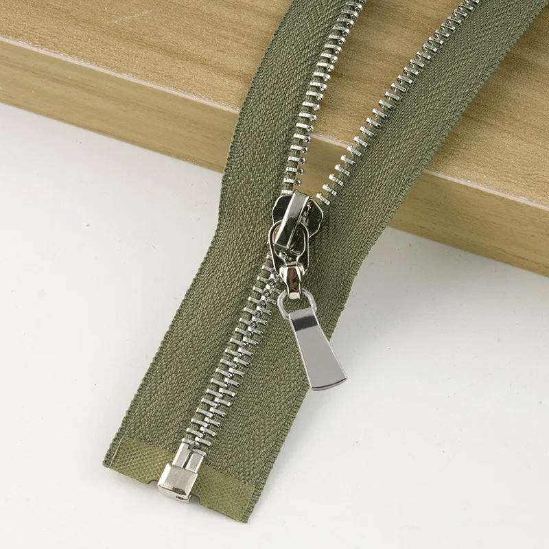 Meetee 1 шт. 85 см 5# металлическая молния открытый конец самофиксирующийся пуховик пальто застежка-молния DIY пошив костюма аксессуары для ремонта одежды ZA010 - Цвет: SilverArmygreen