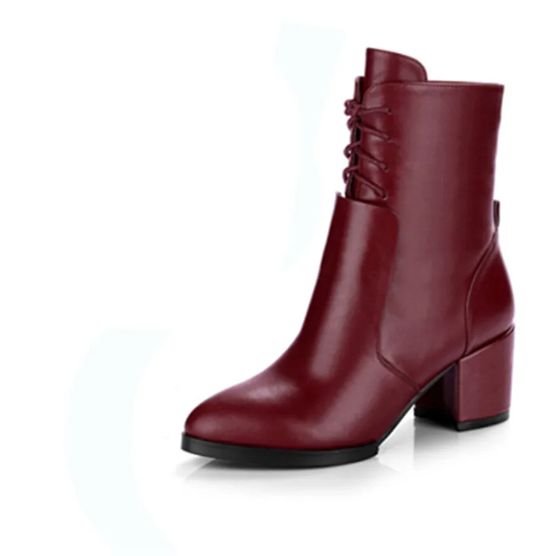 

2017 newset genuine Leather boots Martin female boots with thick round boots with short boots plus cotton boots