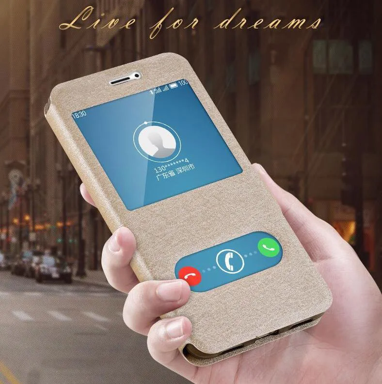 Чехол для MEIZU M5/M5S/M5C/M5 Note роскошный с подставкой окошком Шелковый из искусственной
