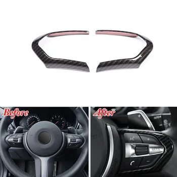 

2PCS Carbon Fiber Car Steering Wheel Trim Stylish For BMW M3 M4 M5 New 1 3 Series X5M Automotive Interior Mouldings