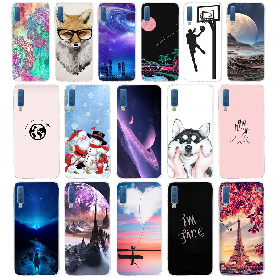 

U Case For Samsung Galaxy A7 2018 Phone Cover Silicone Colorful Printing Back Case Cover For Samsung A7 2018 A750 A750F 6.0 Inch