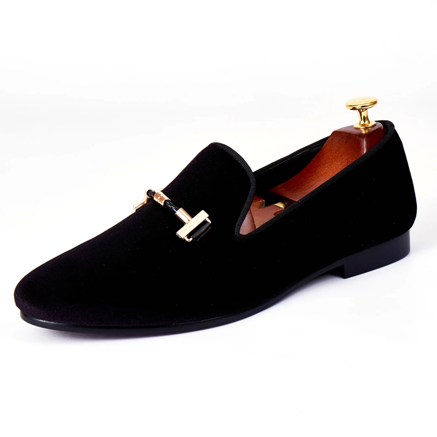 Harpelunde Custom Men Shoes Black Dress Shoes Buckle Strap Velvet