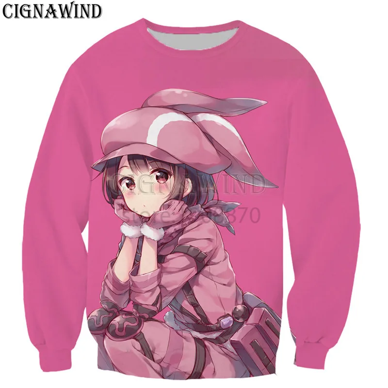 New arrive Sword Art Online Alternative Gun Gale Online 3D Print funny hip hop style Sweatshirt fashion Pullover streetwear tops