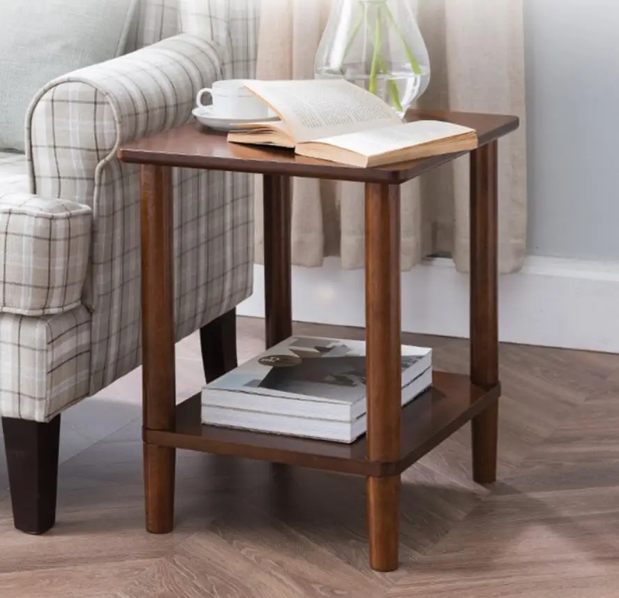 Fashion double 100% wood tea table white black brown sofa side table square small tea table living room furniture Computer desk