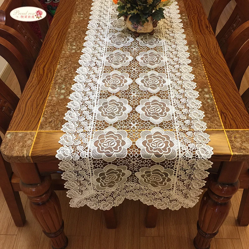  Proud Rose Lace Embroidery Table Cloth Round Tablecloth White Table Cover TV Ark Cover Cloth Table 