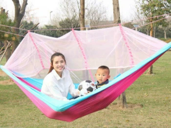 

Outdoor Hammock With Mosquito Nets Widened Double Parachute Cloth Ultralight Anti - Mosquito Mesh Hammock Outdoor Camping Swing