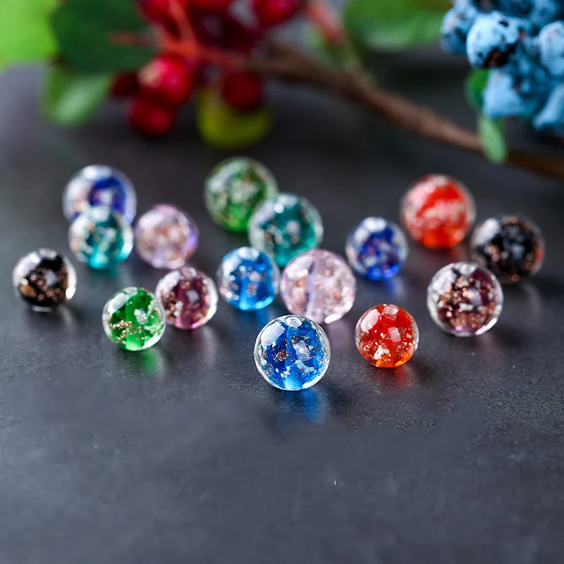 

10pcs/lot Round Lampwork Glass Beads Luminated Flower Loose Beads Handmade Crystal DIY Beads Jewelry Makings