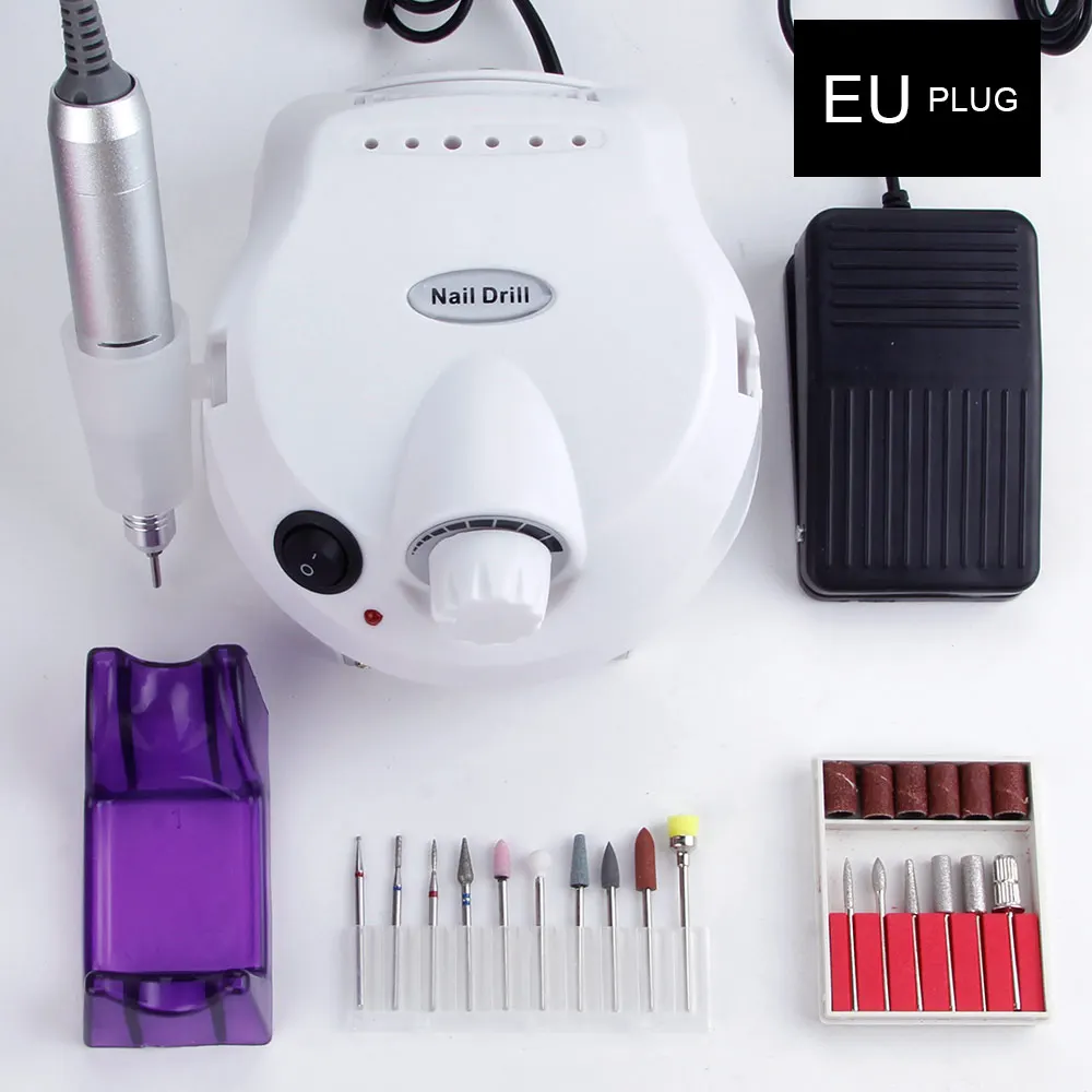 Professional Manicure Machine Apparatus Set Pedicure Electric Nail Drill Bits Ceramic Cutter Nail File Polisher Tool - Цвет: White Set A