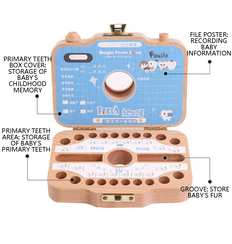 Новорожденный деревянный зуб подарочный контейнер в форме камеры Силиконовая зубная щетка для малышей коробочка для хранения Keepsake фетальный органайзер для волос молочные зубы