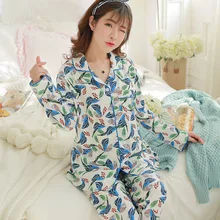 Весенне-осенние женские хлопковые пижамы с цветочным принтом для беременных с длинными рукавами теплая одежда для сна Одежда для кормления