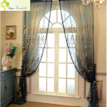 

2018 Time-limited Direct Selling Curtains Fashion Embroidery Window For Luxury Tulle Sheer Cortinas For Bedroom Drapes