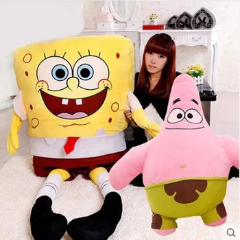 

1PC 40/50CM Giant Cartoon Spongebob And Patrick Star Plush Gift Super Soft Pillow Kids Toys Kawaii Baby Dolls Girl Children Gift