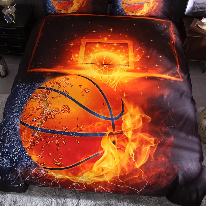 Bonenjoy 3D постельный набор баскетбол и огонь пододеяльник наборы футбол Один размер покрывало полный размер постельное белье Китай Комплект постельного белья