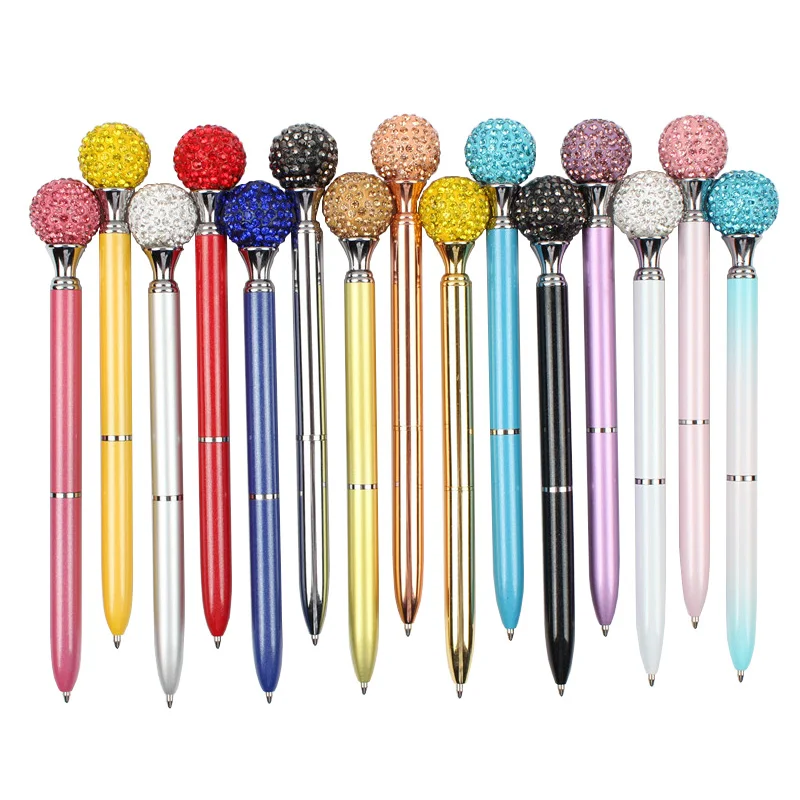 

15PCS/LOT Kawaii Crystal Round Ballpoint pen Colorful 15 colors Black/Blue Refill Creative Novel Student Gift&Office Stationery