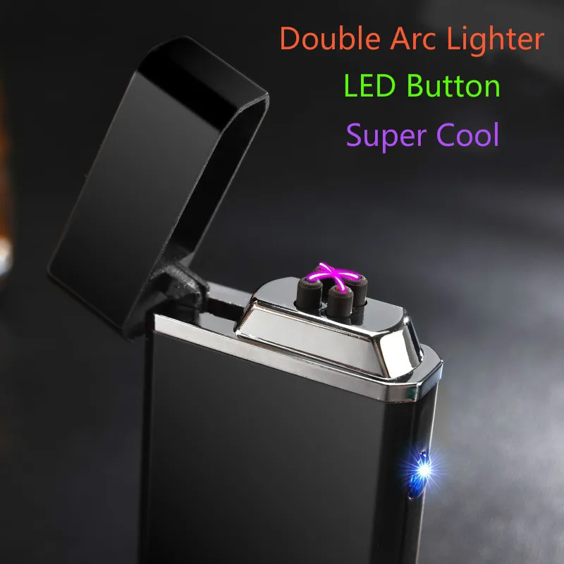 Metal Windproof Electronic Lighters Charging Double Arc
