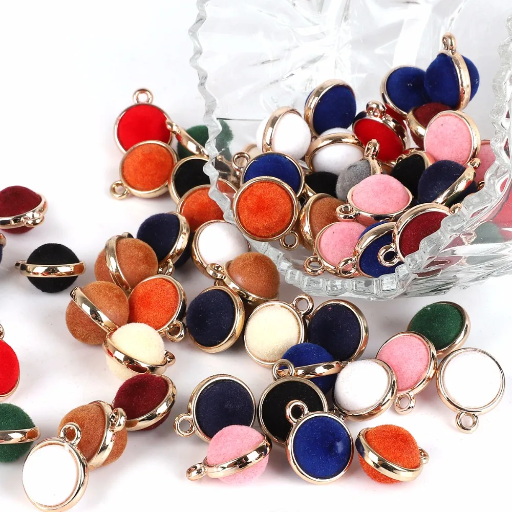 

New Style 10pcs/lot 15MM Color Flocking Geometry Rounds Balls Shape Resin Beads Diy Jewelry Earrings/Garment Pendant Accessory