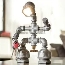 Лофт винтажная антикварная промышленная американская водопроводная труба робот Эдисон настольная лампа для чтения рядом с спальней домашний декор современное освещение
