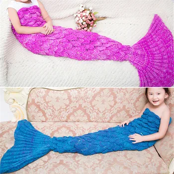 

Charming Girl Adult Mermaid Tail Blanket Knitting Sofa Sleeping Acrylic Mermaid Blanket For Bed Super Soft Sleeping Bed
