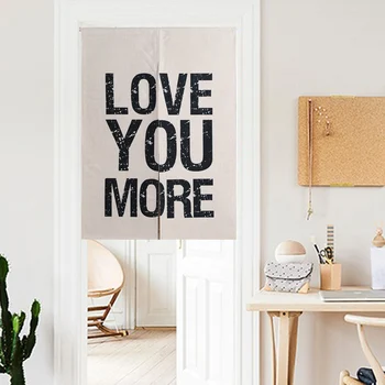 

Love Proverbs Simple modern Black white classic Door Curtain Linen Tapestry Study Bedroom Home Decor Bedroom Kitchen Curtain