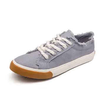 

2019 Summer Canvas Shoes Flat Women Shoes Unisex Fashion Design Big Size Casual Shoes