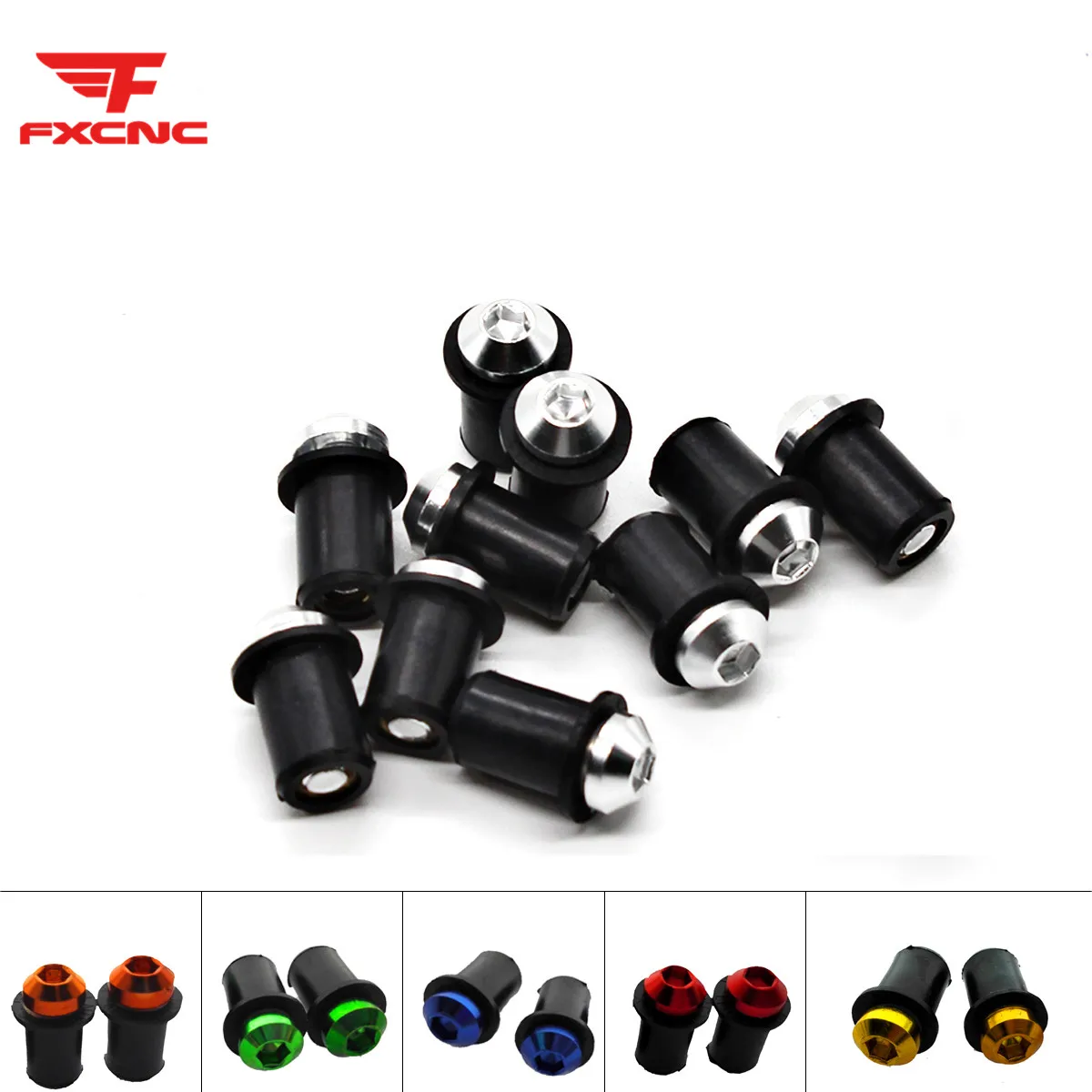 

10pcs/1set M5 CNC Aluminum Universal Motorcycle Windshield Spike Bolts Screw Nuts
