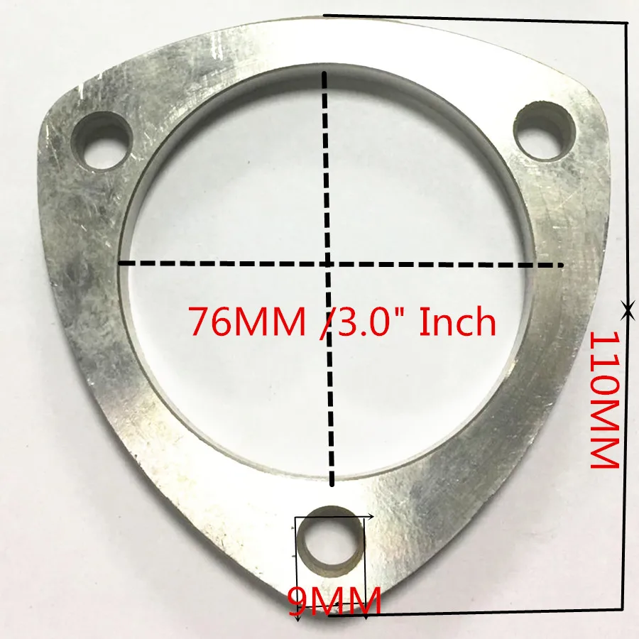 Универсальный 3 болта из нержавеющей стали выхлопная труба фланцы прокладка " 76 мм отверстие коллектора вниз трубы Трубопроводный коллектор прокладка фланец