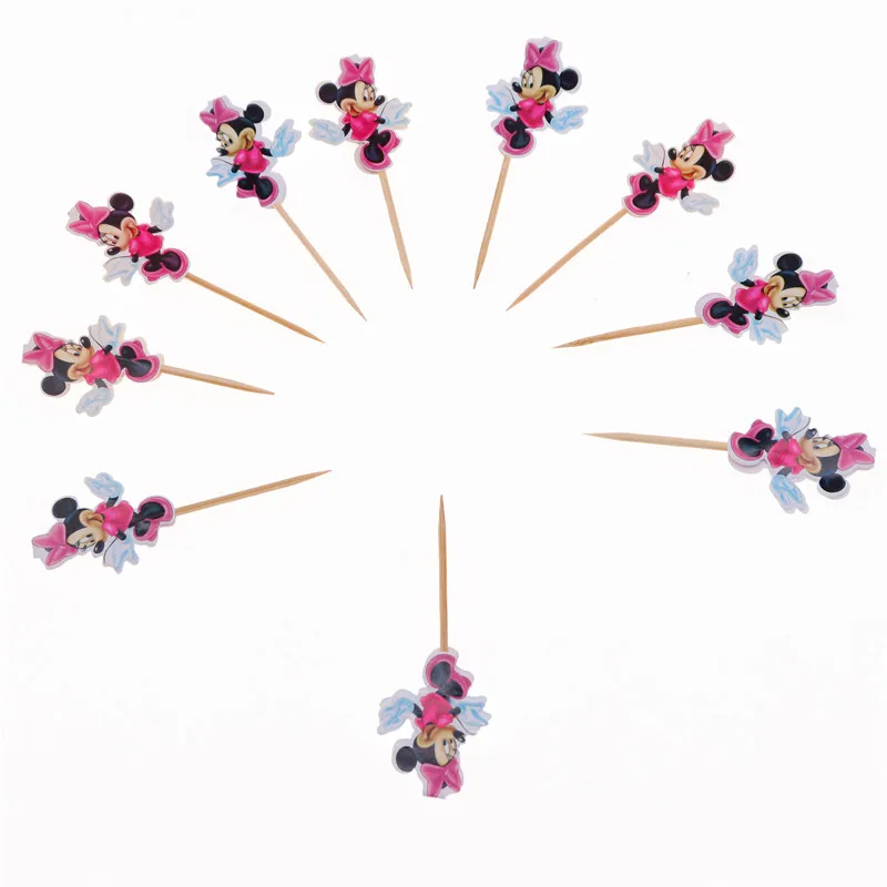 

20pcs Minnie Mouse Cake Topper Birthday Party Decorations Kids Party Supplie Cake Flag Wedding Decoration baby shower for kids
