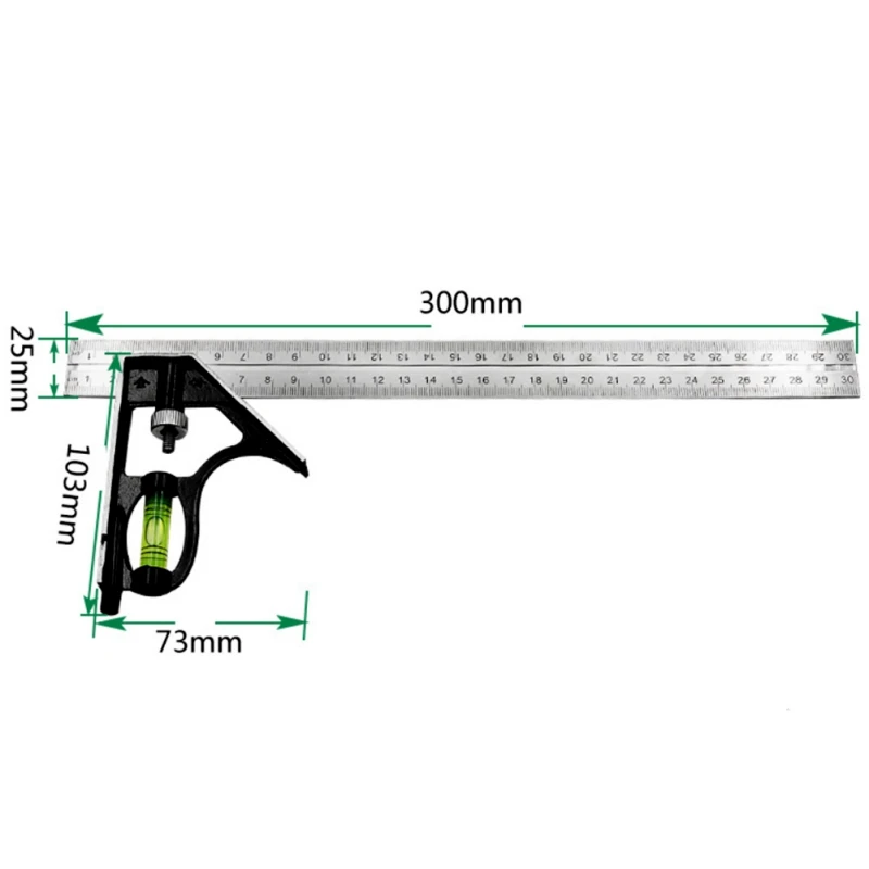 

New Adjustable Stainless Steel Multifunctional Combination Set Right Angle Ruler Measurement Tools