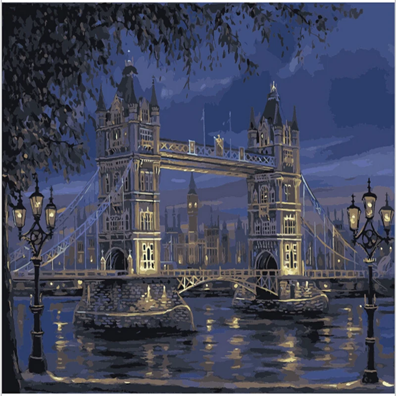 Винтаж домашний декор, акриловые картины маслом на холсте настенные панно для гостиной живописи по номерам Лондон Тауэрский мост h534