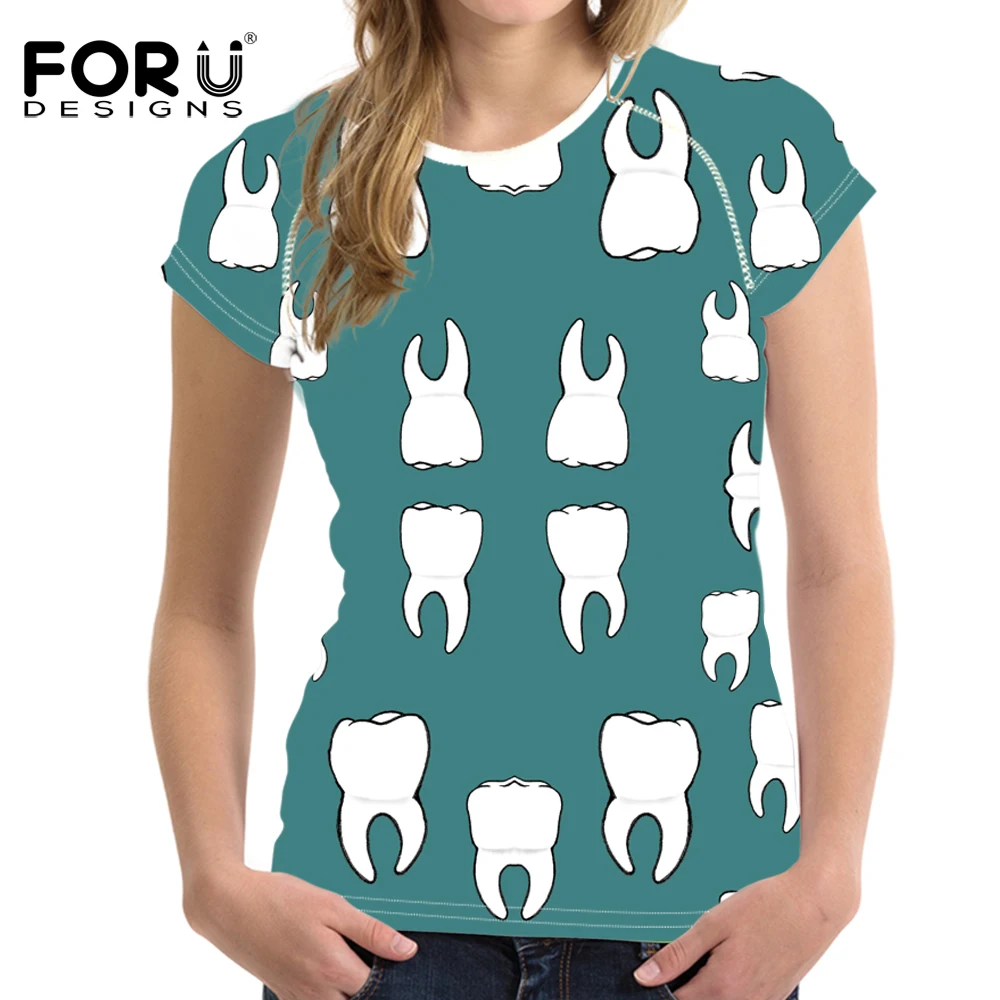 FORUDESIGNS/футболка с принтом для женщин брендовая одежда футболка коротким рукавом