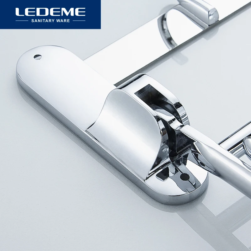 Настенный держатель для банных полотенец LEDEME L809 двойной простой хромированный