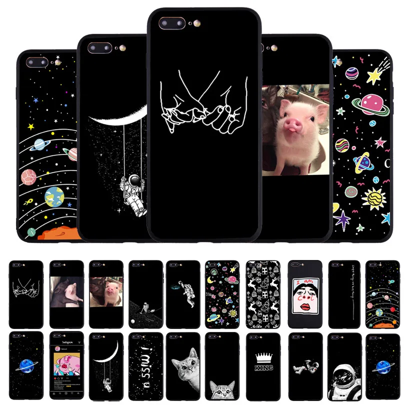 

Funny Lover Pig Print Phone Case For iphone X XS Max XR Case For iphone 6 6S 5 5s 7 8 plus SE Soft TPU Cover Cute Couple Cases
