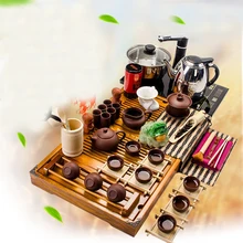 Керамический Фиолетовый Глиняный чайный набор кунг-фу горшок заварочный твердый деревянный поднос для час чайник чашки Посуда для напитков китайский Gaiwan высококачественный