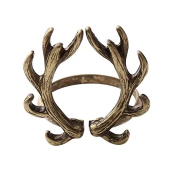 

SENFAI 2017 New Women Adjustable Fashion Jewelry Antique Bronze Color Deer Antler Finger Ring ,Opening Ring for Christmas Gifts