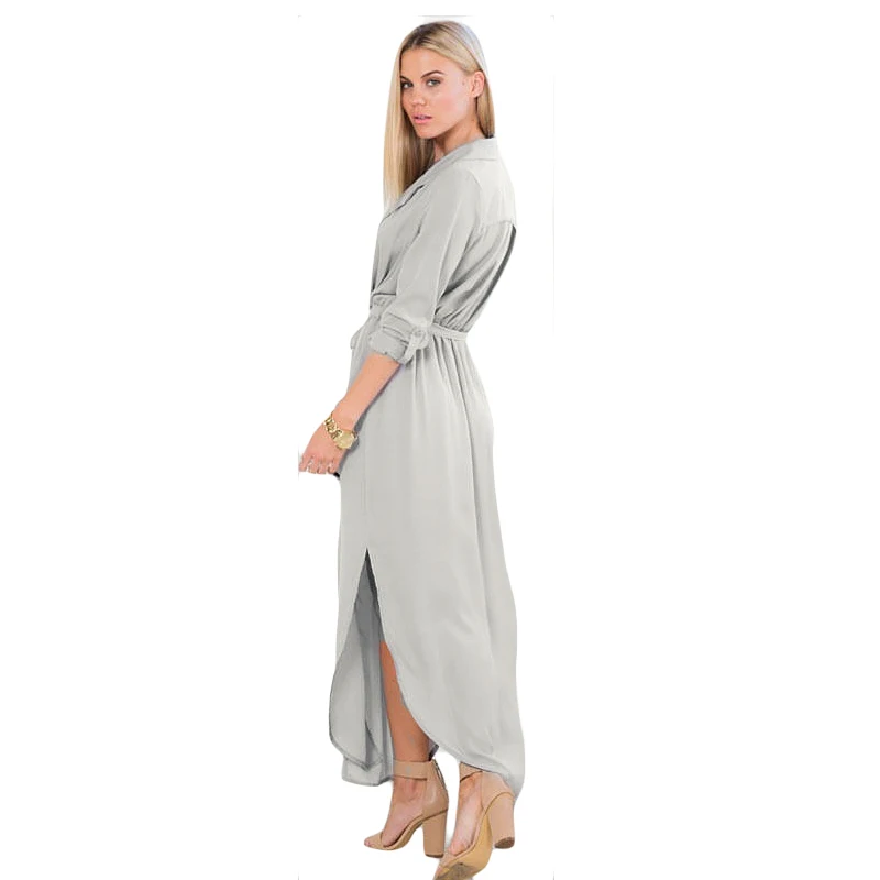 maxi linen shirt dress