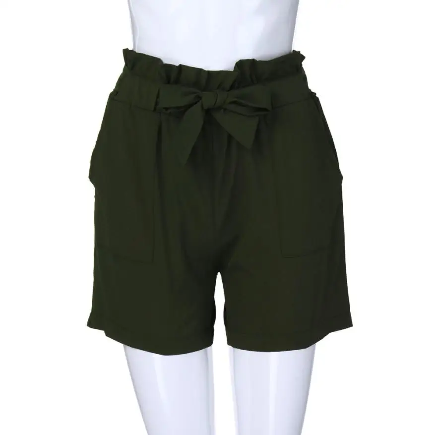 

JAYCOSIN 2018 Women Pure Color Pocket High Waist Bandage Easy Elastic Casual Short Pants Polyester fiber Dropshipping 07.25