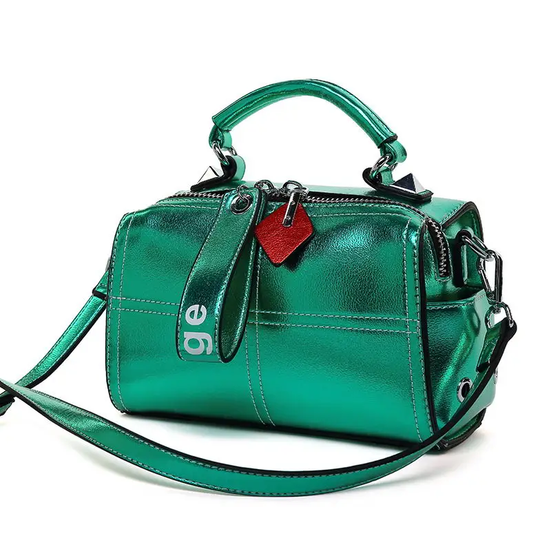 FUNMARDI, натуральная кожа, женская сумка, дизайнерская, с буквенным принтом, на широком ремне, через плечо, сумка через плечо, женская сумка, wlhb1986 - Цвет: Зеленый