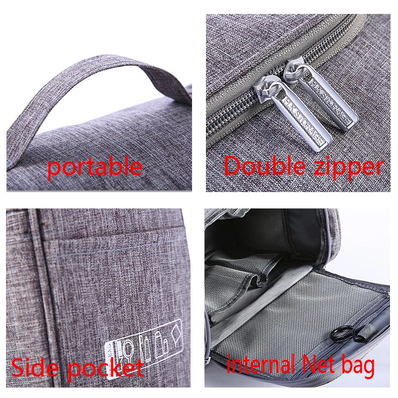 التجميل حقيبة مزدوجة سستة المرأة التجميل حالة السفر المنظم المحمولة التجميل الضروري السيدات حقائب مكياج حزمة