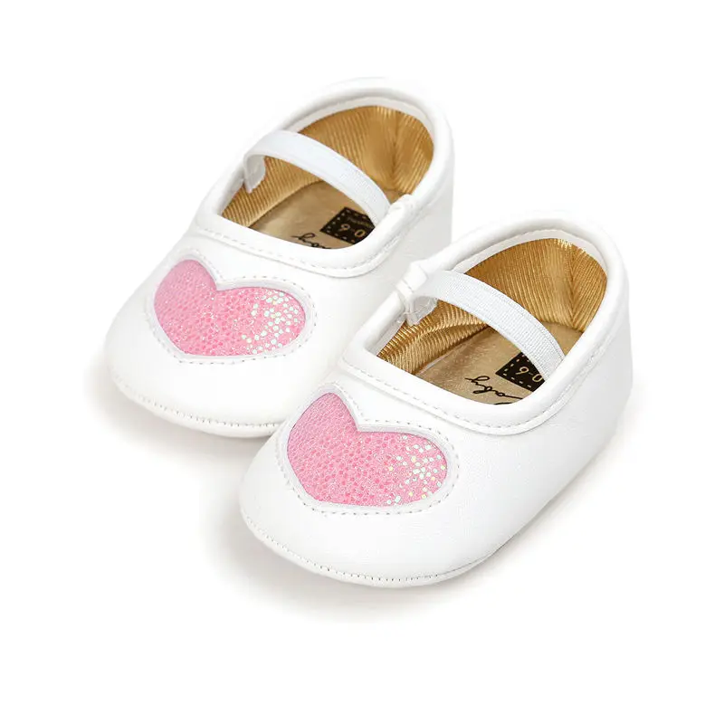 0 18m Newborn Baby Girl Soft Sole Pu Leather Crib Shoes Heart