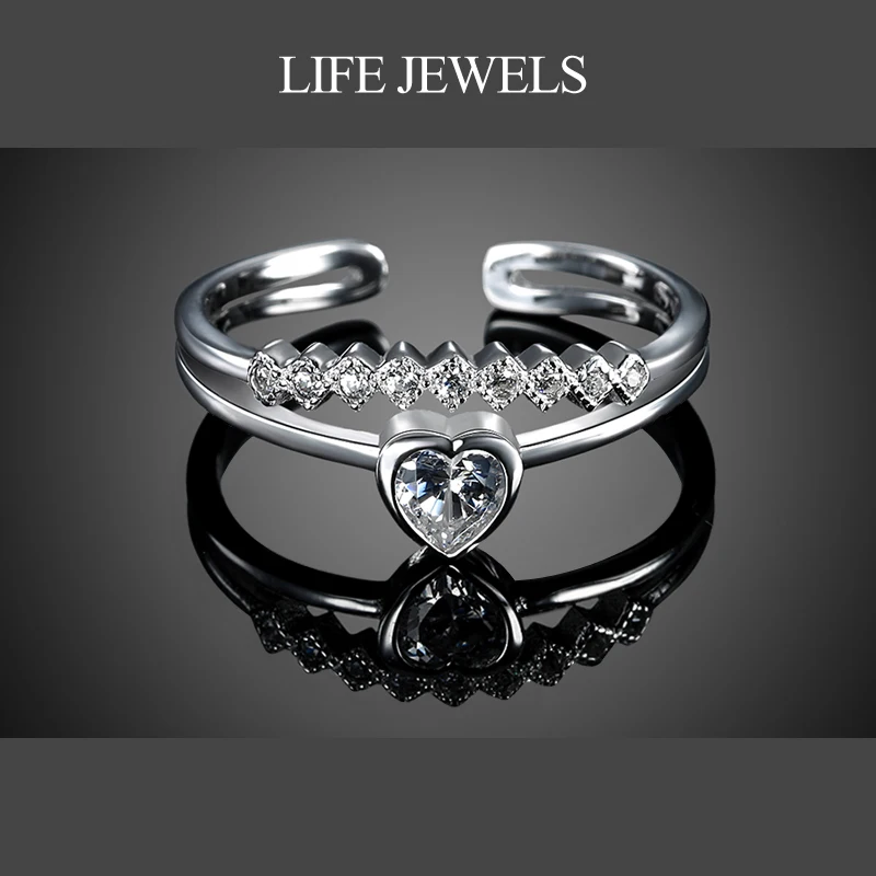 Authentic 100% 925 Sterling Silver Heart Shaped Zircon Rings Charm l Women Luxury Sterling Silver Valentine's Day Gift Jewelry Fine Jewelry