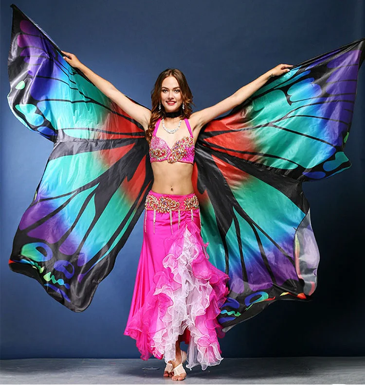Платье для танца живота для девочек реквизит для взрослых крыльев бабочки золотой с крыльями для танца живота танцевальные костюмы