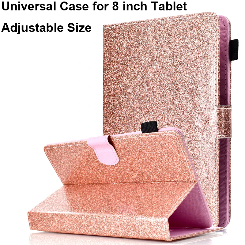 

Glitter Shinning Universal Case For 8" tablet E book Ereader With Card Slots Adjustable Size 8.0 inch Shell Cover Pouch Holder
