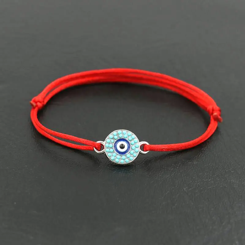 

Lucky Turkish Blue Evil Eye Charm Bracelet Silver Color Thin Red Rope Thread String Men Bracelets For Couples Lovers Gifts